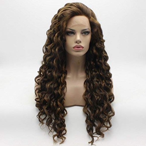 ?ALESSANDRA 26” BROWN KINKY CURLY LACE FRONT WIG main image 5